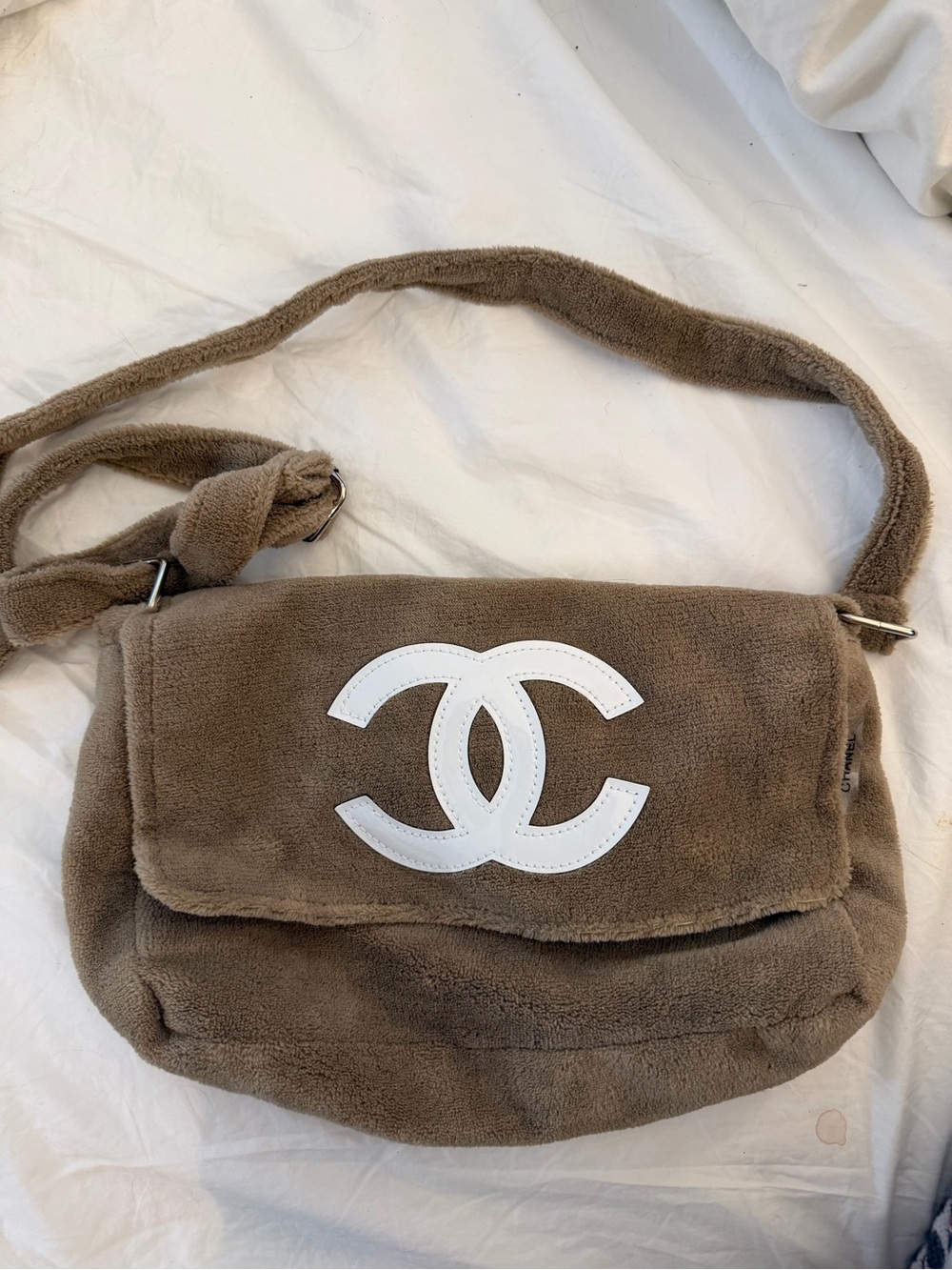 CHANEL Precision Taupe Beige VIP Novelty Gift Fuzzy Shoulder Bag Crossbody Bag
